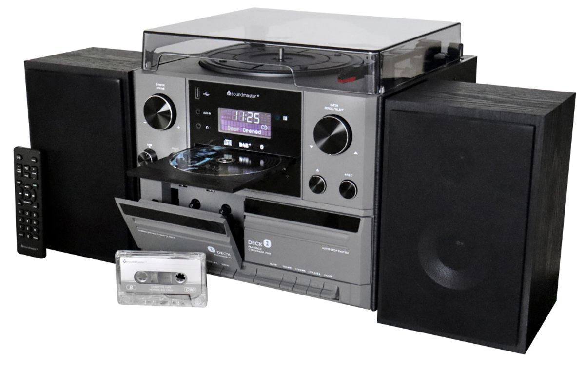 Soundmaster HiFi Stereoanlegg 7-i-1 Retro Stereo med alt man trenger - Platespiller, DAB+, CD og Kassett - MCD5600SW
