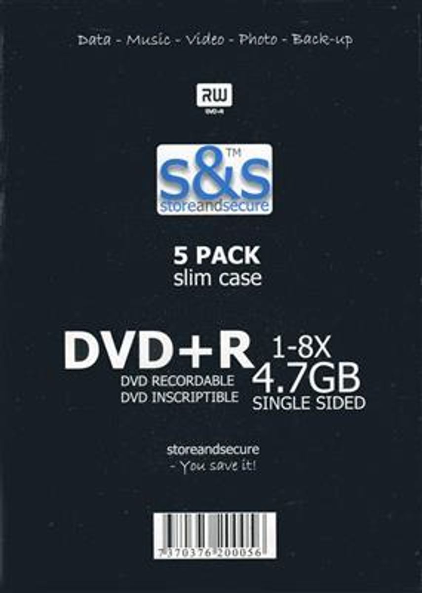 5 Pack DVDR - 4,7 GB Recordable, printable disc