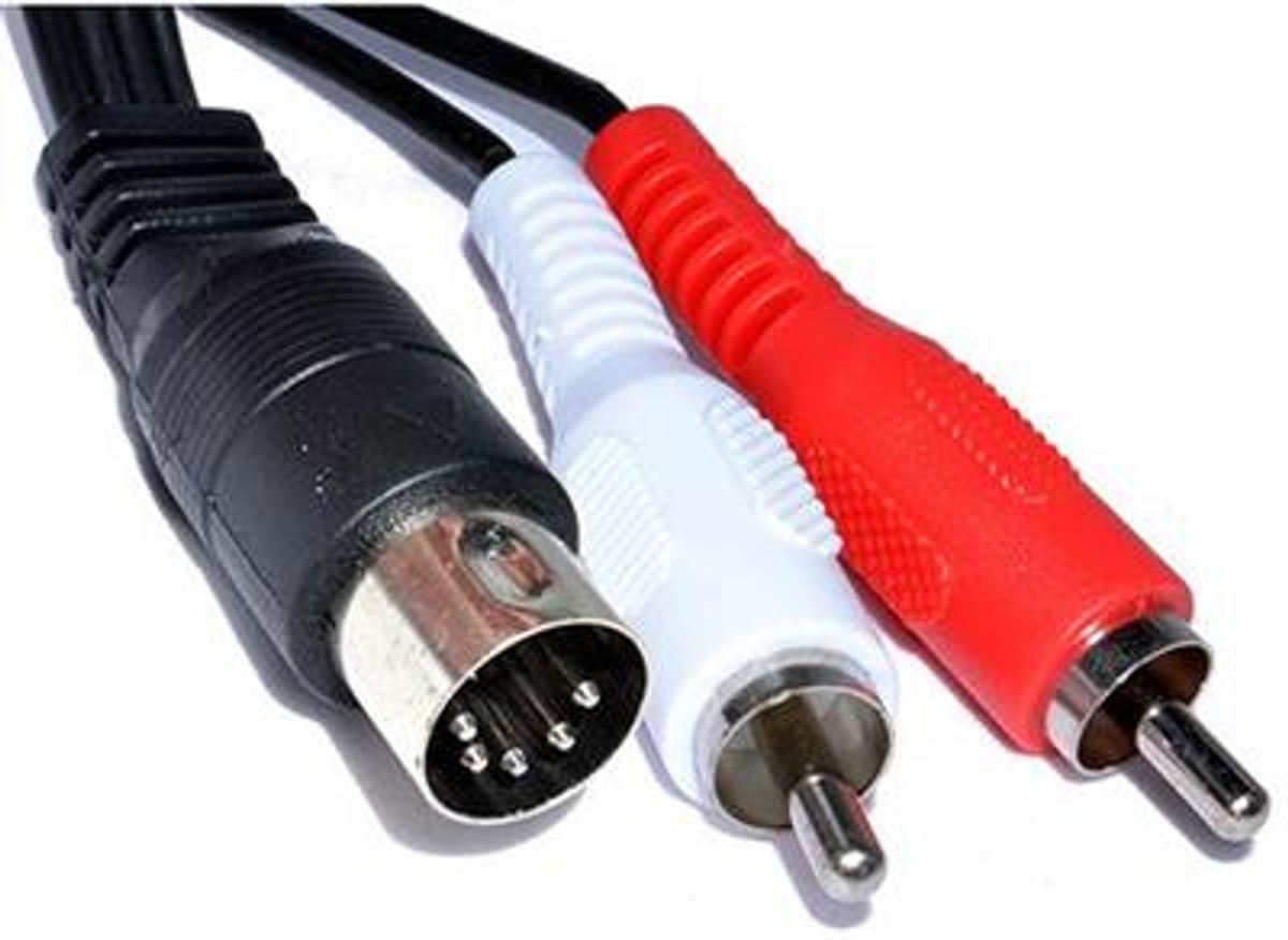 5-pin DIN Plugg Til 2 x RCA Plugg 1,0 Meter