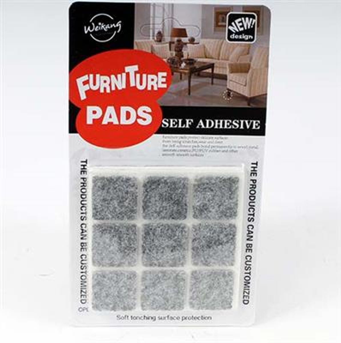 Møbelknotter med tape- firkantet 2,5x2,5cm x 18 stk