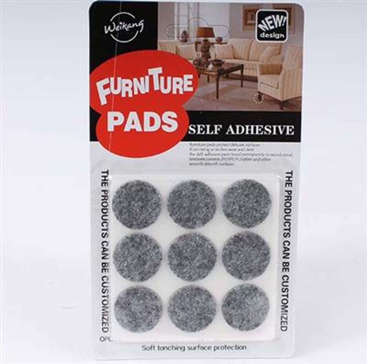 Møbelknotter med tape- Runde Grå  Ø= 2,5cm x 18 stk