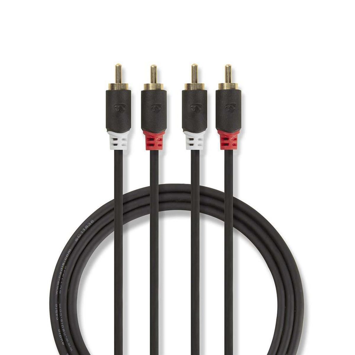 Stereo Lydkabel RCA-Hann til RCA-Hann 3 meter Gold Plated - Nedis