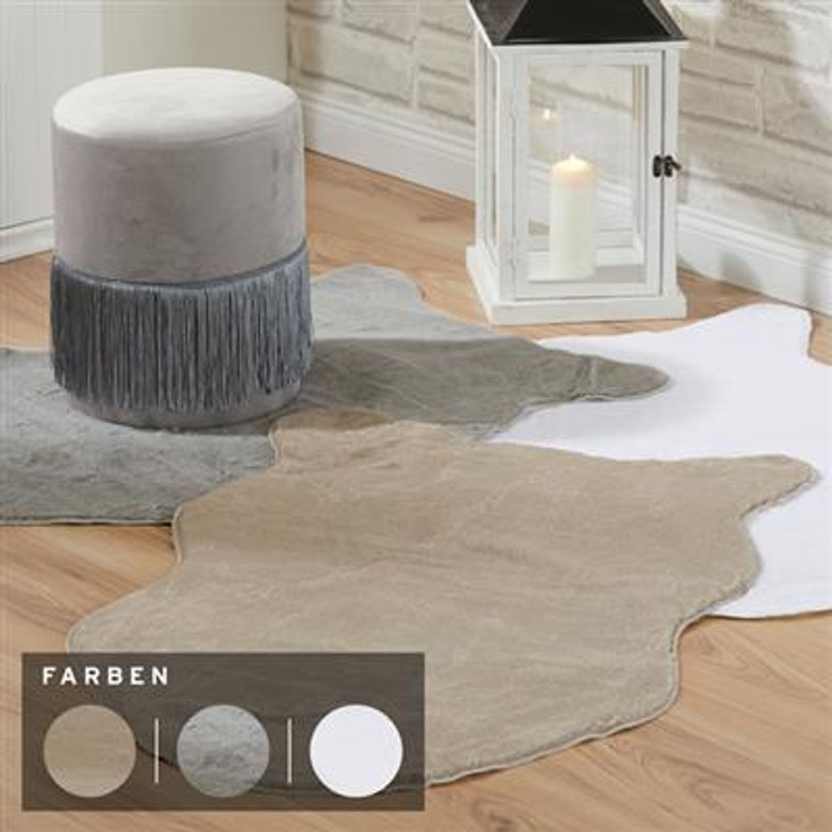 Teppe - Skinnfelle imitasjon 90x60cm - Grå