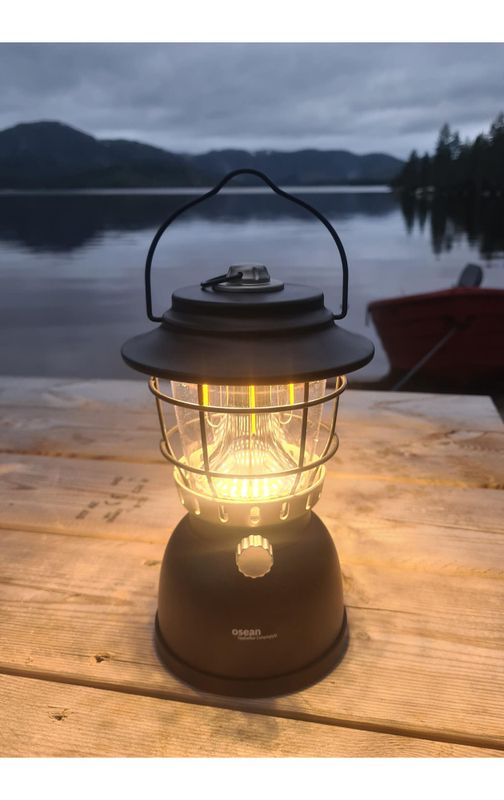 Campinglykt med powerbank - Oppladbar lanterne - Sort