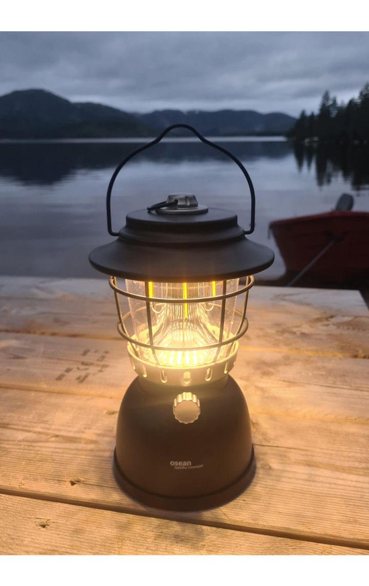 Campinglykt med powerbank - Oppladbar lanterne - Sort