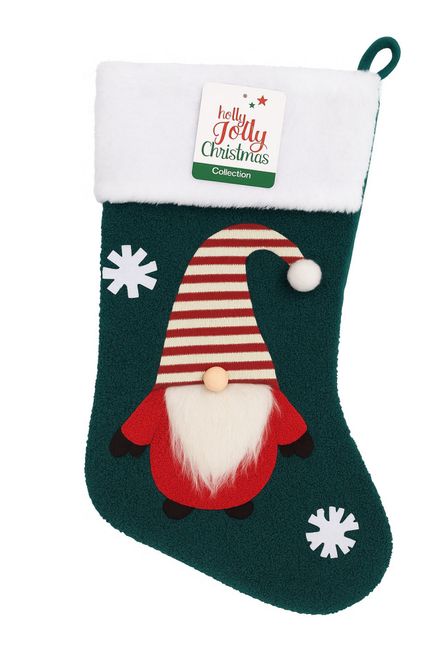 Hovedbilde Julesokk med motiv av nisse og snøkrystaller - ...