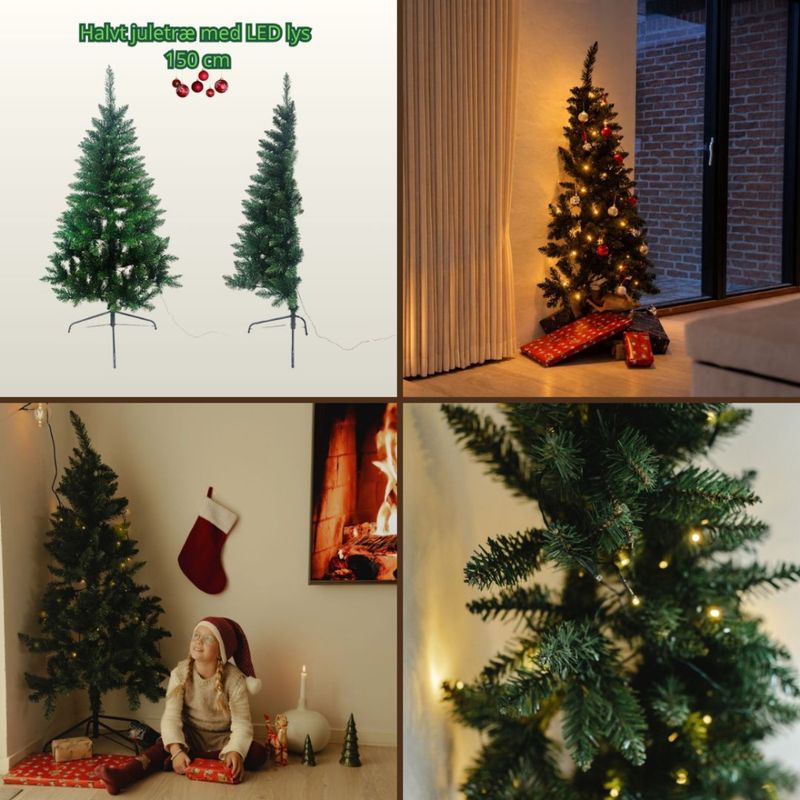 Juletre For Dere Med Liten Plass - Halvt Juletre på 150cm med Led-Lys