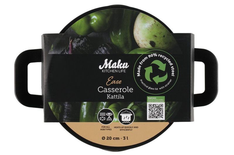 Gryte med Helletut og Sil 3 Liter 20 cm – Stålpanne Ease fra Maku Kitchen Life