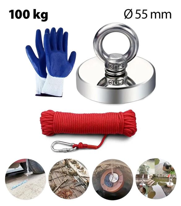 Hovedbilde Magnetfiske 150kg - Komplett sett med Tau, ...