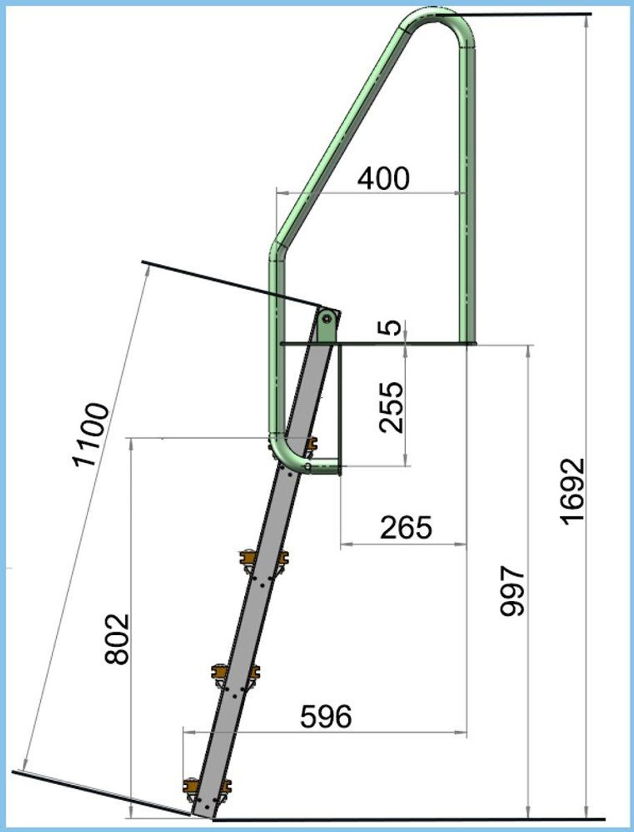 Badetrapp - Bryggestige Foldbar Med 4 Trinn - Aluminium