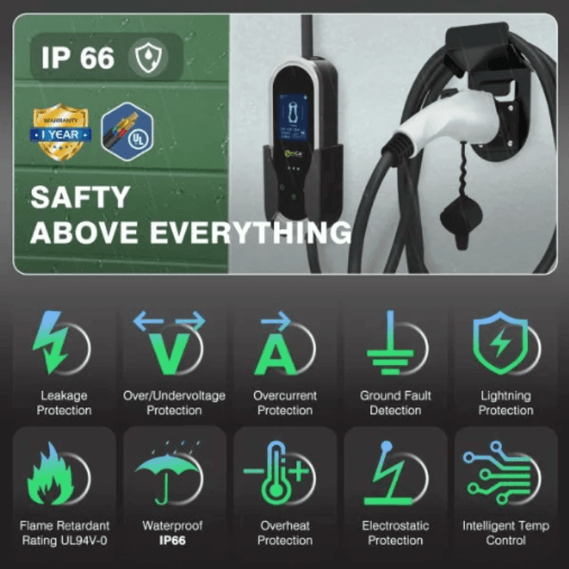 Ladekabel Elbil Universal - 32A 3-fas - 22kW - App - Wifi & Bluetooth - Lad fra alle strømuttak