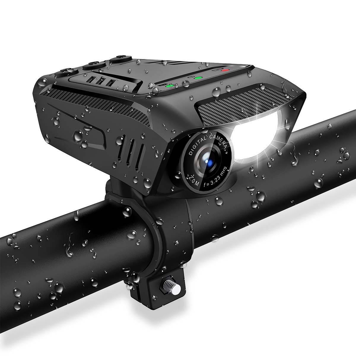Sykkelkamera - Oppladbart Kamera med Led-Lys - 1080p, 2 M-pixel, 32MB MicroSD kort