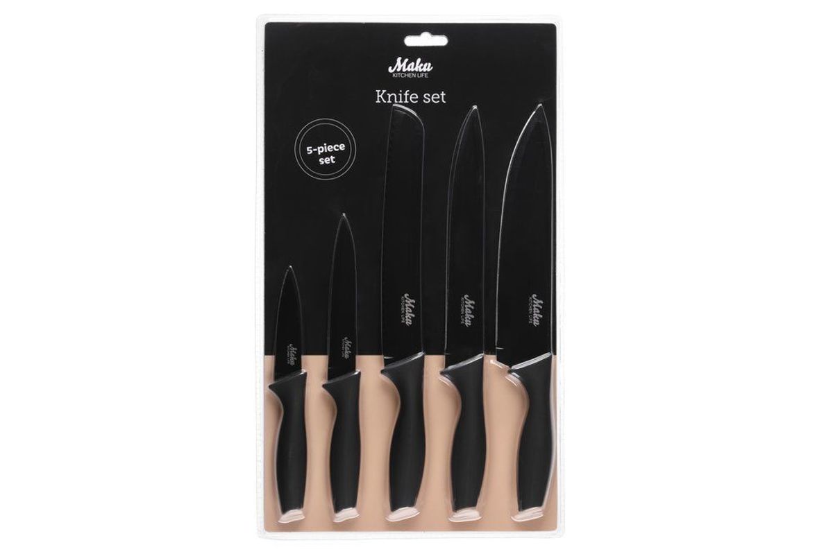Knivsett 5 Deler i Sort - Maku