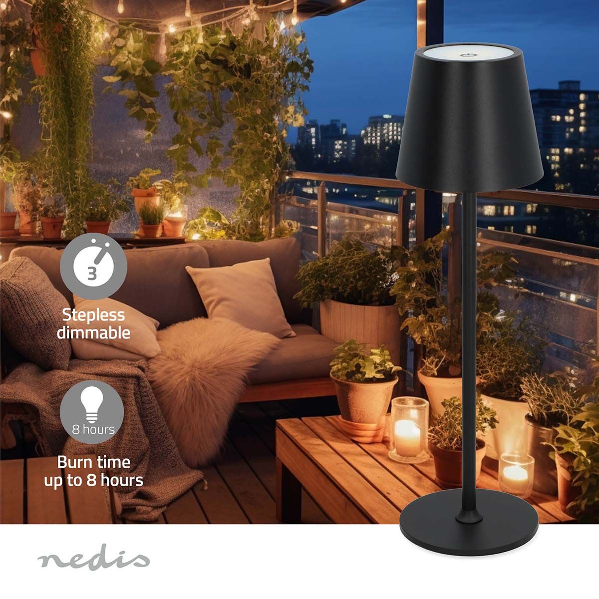 Oppladbar Lampe for Både Inne og Utebruk 150lm - Svart