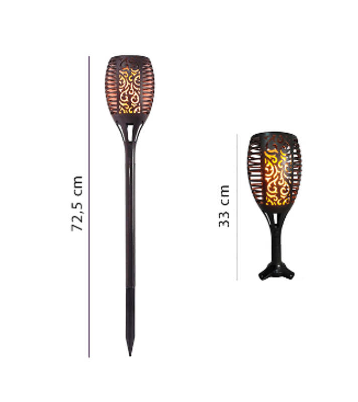 Flammelampe med Solcelle eller USB Lading - Flott Led Fakkellampe - IP65