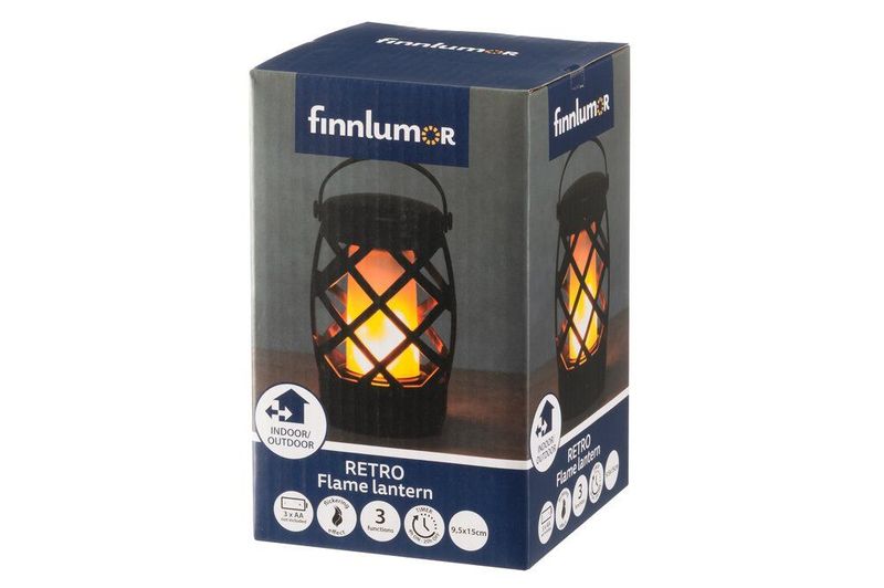 LED Flame Lykt med Flammeeffekt 15 cm – Batteridrevet Utendørs Julelykt IP44 med Timer