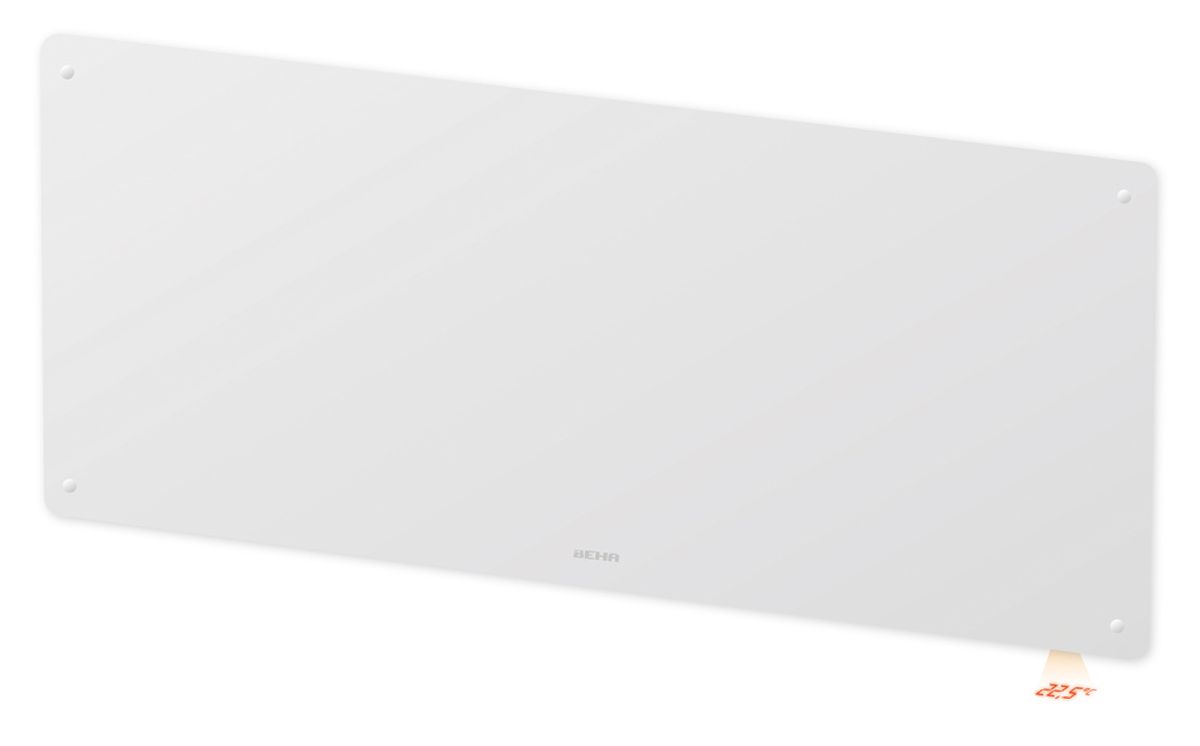 Beha panelovn smartovn med glassfront og Wifi - 1250W - Hvit PGV 12 - Norskprodusert i varmeovn