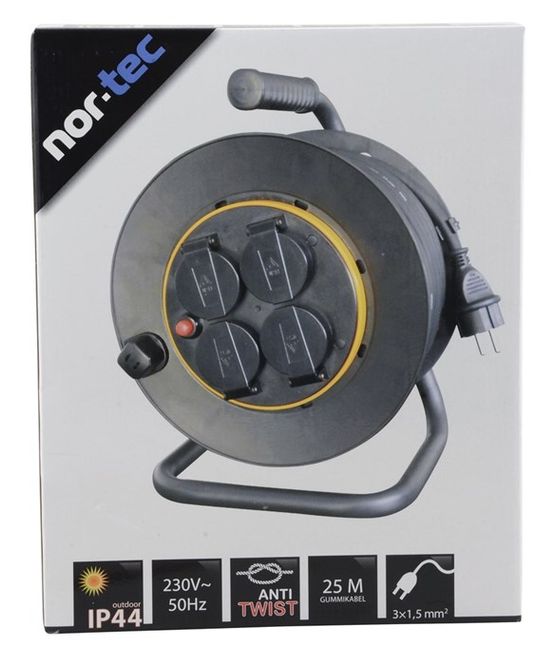 Hovedbilde Kabeltrommel 25 meter med 4 Uttak - max 16A - ...
