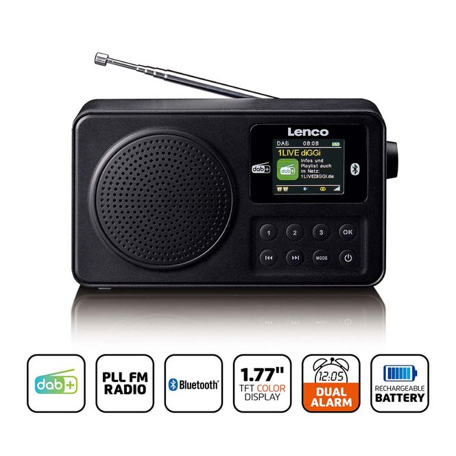 Hovedbilde Bærbar DAB+/FM-radio med Bluetooth og Oppladbart ...