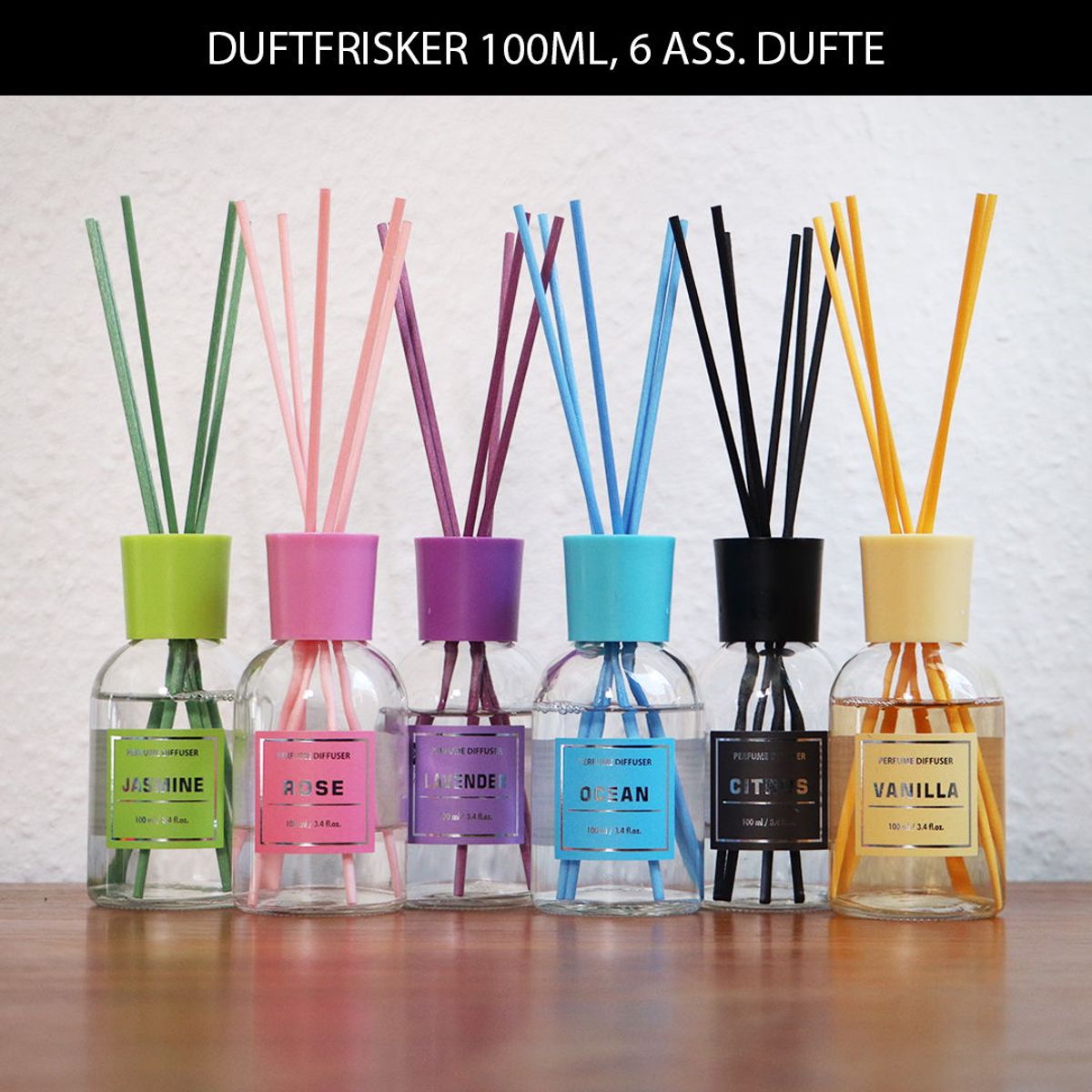 Duftfrisker 100ML Glass 6 stk forskjellige dufter i pakke - KNALLPRIS!