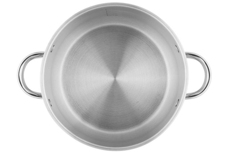 Gryte i stål for Alle Platetopper - Rustfrit Stålgryte 24 cm med Glasslokk 6,5 L