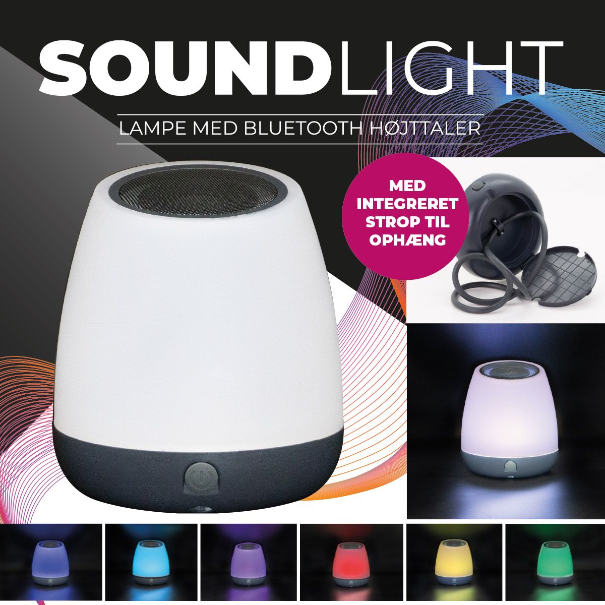 Bluetooth Høyttaler med LED-Lys - Oppladbar med Fargeskiftende Led-Lys