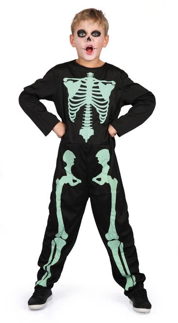 Hovedbilde Skjelett Kostyme 10-12 år - Glow in the dark