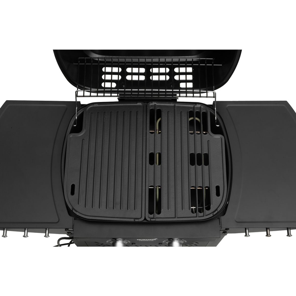 Elektrisk Grill Franklin med Vogn, Grillrist og Stekeplate – 2300W med To Varmesoner - Mustang