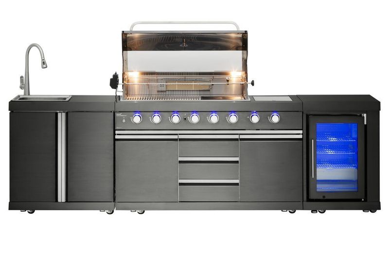 Gassgrill Black Diamond 6+2 Utekjøkken, Med Kjøleskap Og Vannkran - Mustang