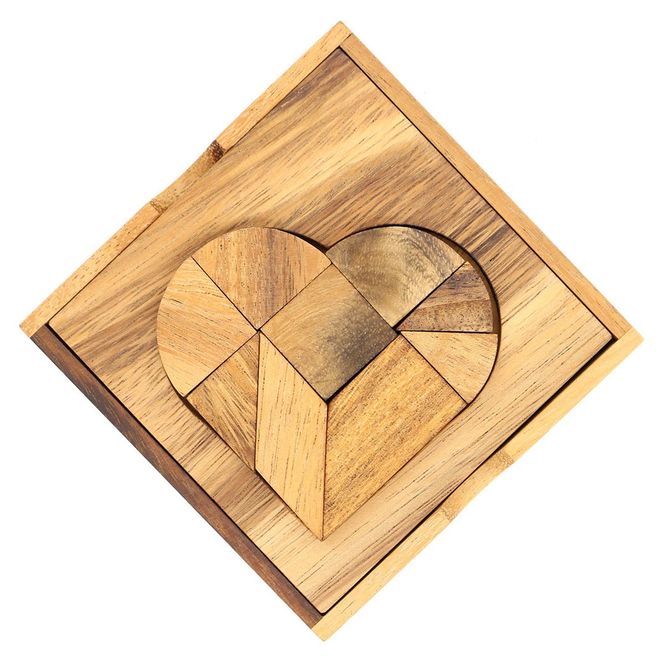 Hovedbilde Tangram Knust Hjerte IQ-Nøtt i Tre – ...