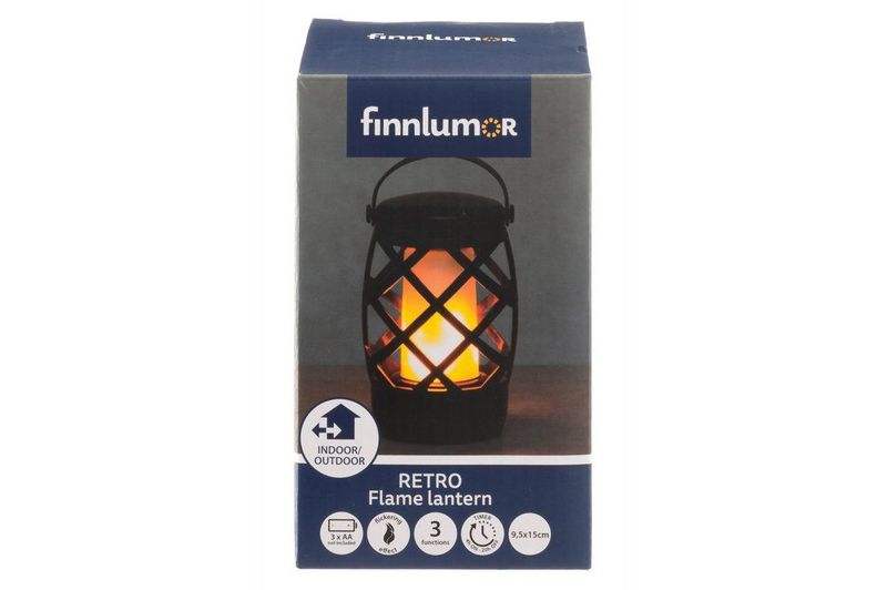 LED Flame Lykt med Flammeeffekt 15 cm – Batteridrevet Utendørs Julelykt IP44 med Timer