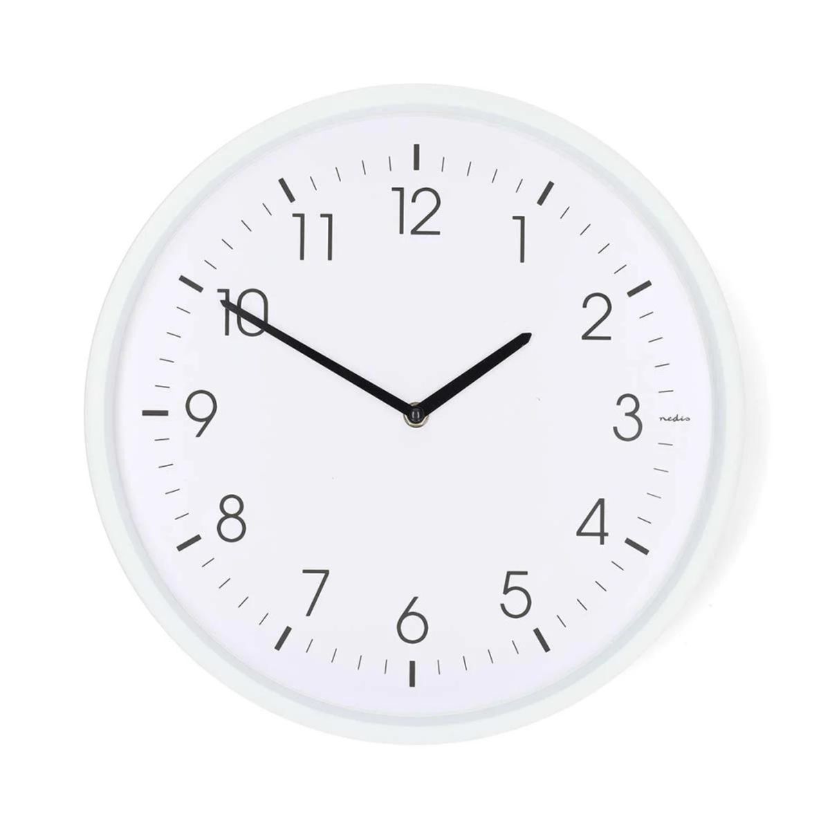 Veggur - Veggklokke - 36 cm diameter - Stillegående - ABS - Hvit