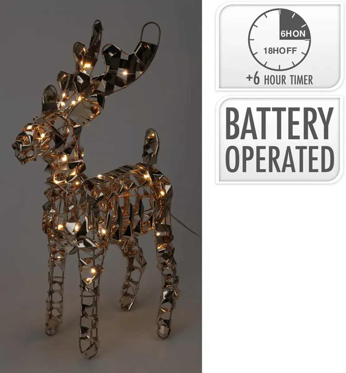 Reinsdyr Gullfarget med Batteridrevet Led-Lys