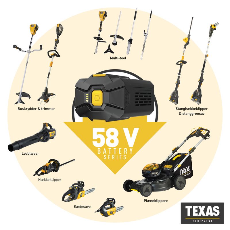 Batteridrevet Motorsag - Kompakt Topphåndsag - 58V (Uten Batteri & Lader) - 25 cm sverd - Texas TCZ5800